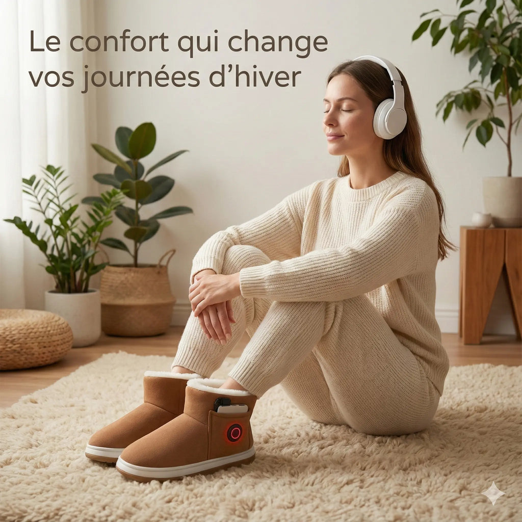 Chaussons Chauffants Sans Fil ShoSens® Chaleur Douce & Liberté