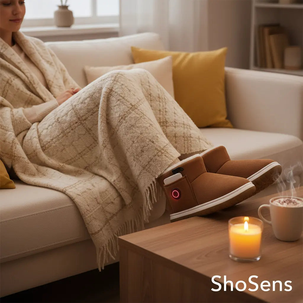 Chaussons Chauffants Sans Fil ShoSens® Chaleur Douce & Liberté